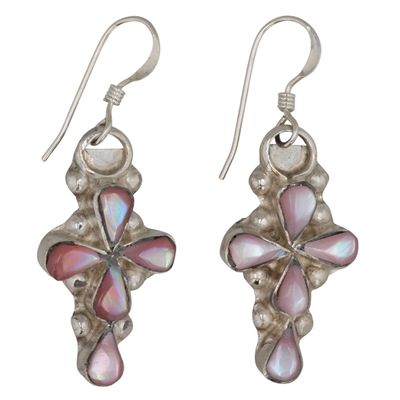 Sale Photo Thumbnail #236: Pino Yunie Zuni Sterling Mother of Pearl Cross Earrings