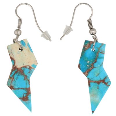 Sale Photo Thumbnail #97: Southwest Sterling Turquoise Thunderbolt Earrings