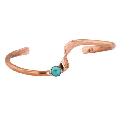 Sale Photo Thumbnail #508: Signed Navajo Copper Turquoise Cuff Bracelet