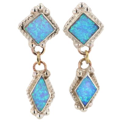 Sale Photo Thumbnail #265: Raquel Booqua Zuni Sterling Opal Earrings