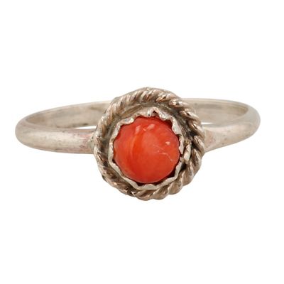 Sale Photo Thumbnail #170: Esther White Navajo Sterling Spiny Oyster Ring Sz 3