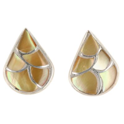 Sale Photo Thumbnail #114: Karen Lalio Zuni Sterling Mother of Pearl Inlay Earrings