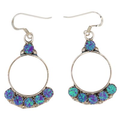 Sale Photo Thumbnail #439: Swain Charley Zuni Sterling Opal Dangle Earrings