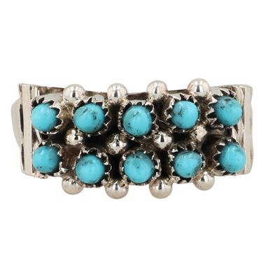 Sale Photo Thumbnail #72: Stephen Haloo Zuni Sterling Turquoise Snake Eye Ring Sz 6.5