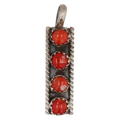 Sale Photo Thumbnail #353: Janice Spencer Navajo Sterling Coral Bar Pendant