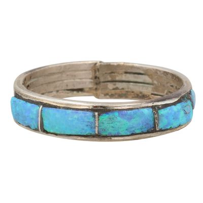 Sale Photo Thumbnail #247: Debbie Livingston Navajo Sterling Opal Ring Sz 6.75