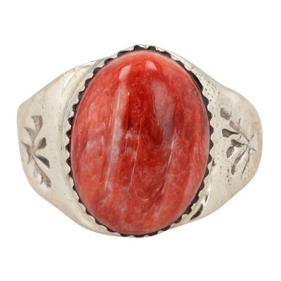 Sale Photo Thumbnail #403: Annie Lincoln Navajo Sterling Spiny Oyster Ring Sz 9