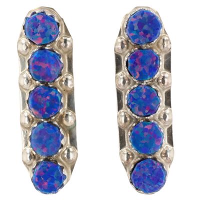Sale Photo Thumbnail #156: Swain Charley Zuni Sterling Opal Earrings