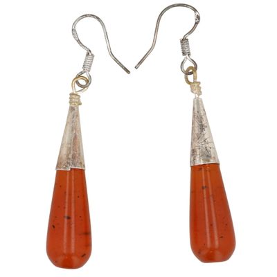 Sale Photo Thumbnail #107: Vintage Sterling Amber Dangle Earrings