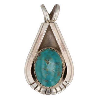 Sale Photo Thumbnail #516: Signed Navajo Sterling Turquoise Pendant
