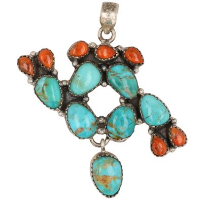 Sale Photo Thumbnail #589: HaDa Collection Sterling Multi-Stone Cactus Pendant