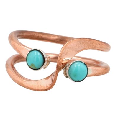 Sale Photo Thumbnail #509: Signed Navajo Copper Turquoise Ring Sz 8