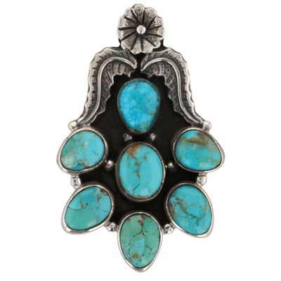 Sale Photo Thumbnail #94: HaDa Collection Sterling Kingman Turquoise Brooch