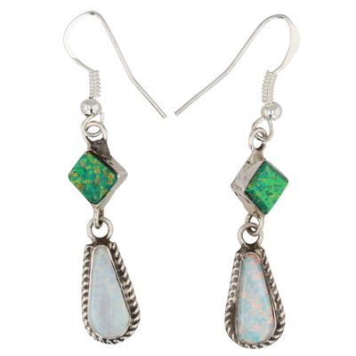 Sale Photo Thumbnail #75: Victor Thompson Navajo Sterling Opal Earrings