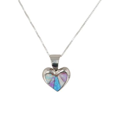 Sale Photo Thumbnail #61: Allen Lee Navajo Sterling Opal Inlay Heart Necklace