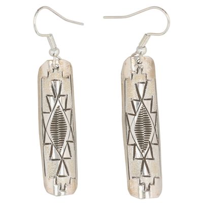 Sale Photo Thumbnail #530: Florence Tahe Navajo Sterling Stamped Bar Earrings