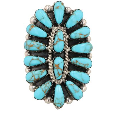 Sale Photo Thumbnail #58: Rosanna Williams Navajo Sterling Kingman Turquoise Cluster Ring Sz 6.5