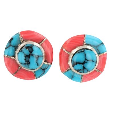 Sale Photo Thumbnail #243: Valerie Benally Navajo Sterling Multi-Stone Inlay Earrings