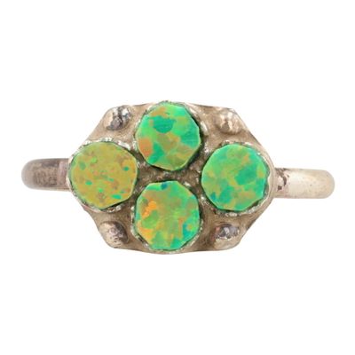 Sale Photo Thumbnail #554: Swain Charley Zuni Sterling Opal Ring Sz 7