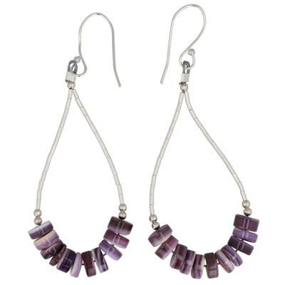 Sale Photo Thumbnail #296: Southwest Sterling Liquid Silver Wampum Shell Earrings