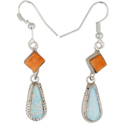 Sale Photo Thumbnail #34: Victor Thompson Navajo Sterling Multi-Stone Earrings