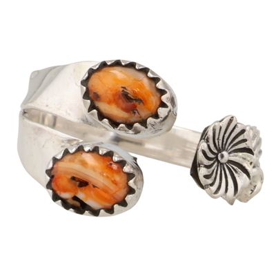 Sale Photo Thumbnail #240: Robert Martinez Navajo Sterling Spiny Oyster Adjustable Ring
