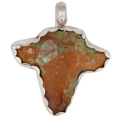 Sale Photo Thumbnail #108: Leola Nastacio Zuni Sterling Turquoise Steer Head Pendant