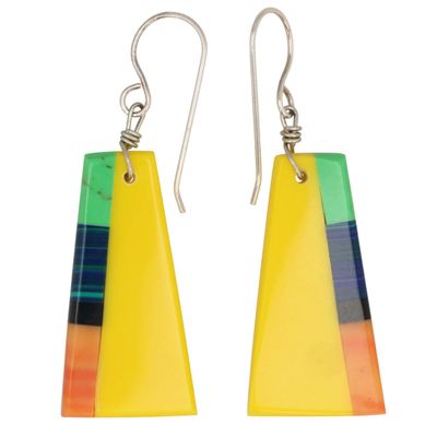 Sale Photo Thumbnail #424: Southwest Sterling Multi-Stone Slab Earrings
