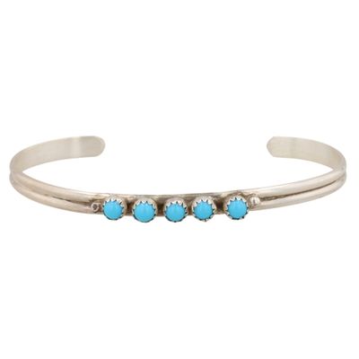Sale Photo Thumbnail #43: Navajo Sterling Turquoise Baby Cuff Bracelet