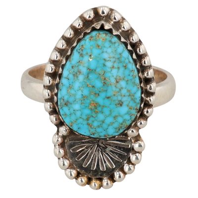 Sale Photo Thumbnail #547: HaDa Collection Sterling Turquoise Ring Sz 6.5