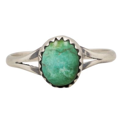 Sale Photo Thumbnail #253: Theresa Smith Navajo Sterling Sonoran Gold Turquoise Ring Sz 7.75