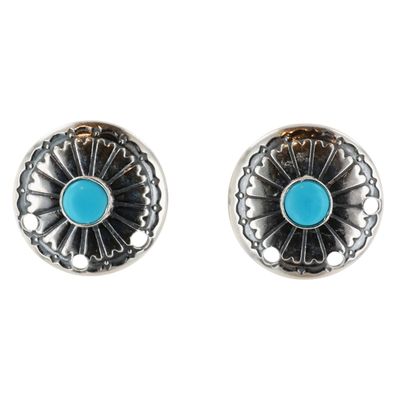Sale Photo Thumbnail #520: Southwest Sterling Kingman Turquoise Disc Earrings