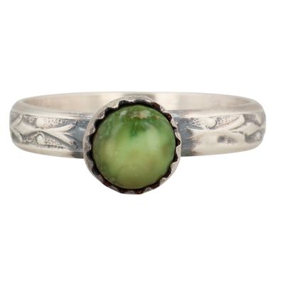 Sale Photo Thumbnail #517: Robinson Martinez Navajo Sterling Sonoran Gold Turquoise Ring Sz 6.5