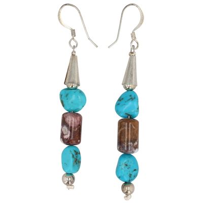 Sale Photo Thumbnail #466: Betty Bitsie Navajo Sterling Multi-Stone Dangle Earrings