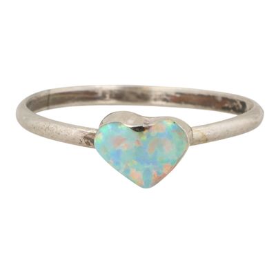 Sale Photo Thumbnail #387: Mary Ann Neha Zuni Sterling Opal Heart Ring Sz 3.5