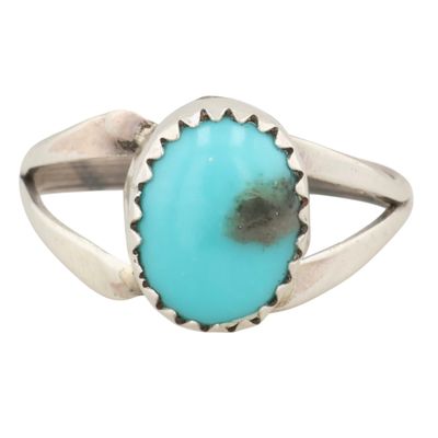 Sale Photo Thumbnail #275: Southwest Sterling Turquoise Ring Sz 6.5