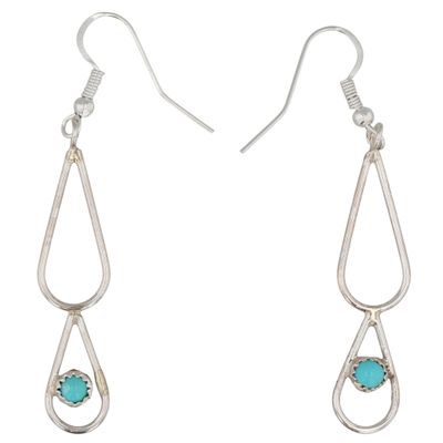 Sale Photo Thumbnail #266: Dorothy Yazzie Navajo Sterling Kingman Turquoise Dangle Earrings