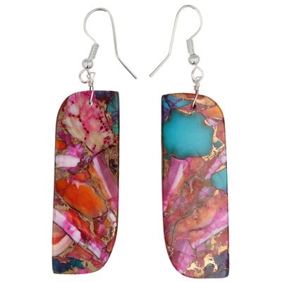 Sale Photo Thumbnail #567: Jameson Pete Sterling Pink Dahlia Slab Earrings