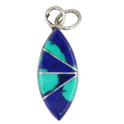 Sale Photo Thumbnail #196: Kathy Siutza Zuni Sterling Azurite Inlay Pendant
