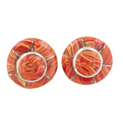 Sale Photo Thumbnail #402: Valerie Benally Navajo Sterling Spiny Oyster Inlay Earrings