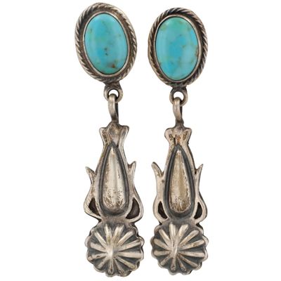 Sale Photo Thumbnail #561: Running Bear Sterling Turquoise Dangle Earrings