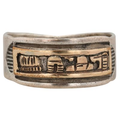 Sale Photo Thumbnail #338: Herbert Tsosie Navajo Sterling Storyteller Ring Sz 8.25