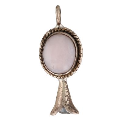 Sale Photo Thumbnail #299: HaDa Collection Sterling Pink Opal Squash Blossom Pendant