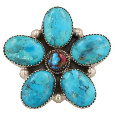 Sale Photo Thumbnail #248: HaDa Collection Sterling Turquoise Adjustable Ring
