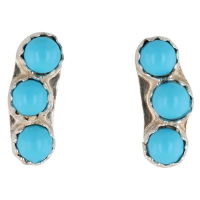 Sale Photo Thumbnail #186: Janice Spencer Zuni Sterling Kingman Turquoise Earrings