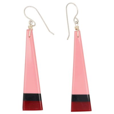 Sale Photo Thumbnail #67: Southwest Sterling Slab Inlay Earrings