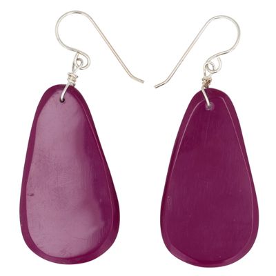 Sale Photo Thumbnail #165: Southwest Sterling Purple Slab Earrings