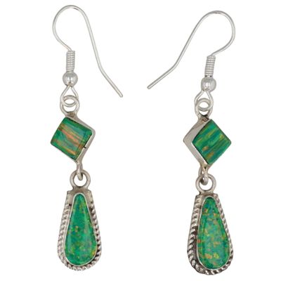Sale Photo Thumbnail #385: Victor Thompson Navajo Sterling Opal Earrings