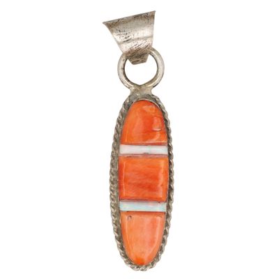 Sale Photo Thumbnail #476: Victor Thompson Navajo Sterling Multi-Stone Inlay Pendant