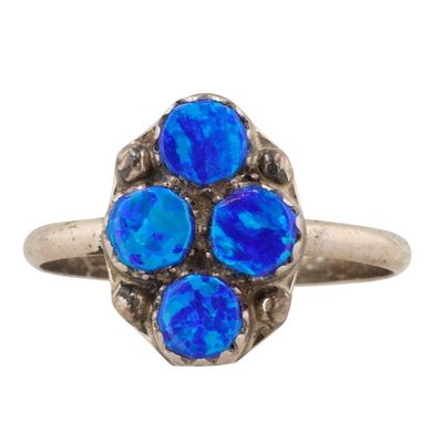Sale Photo Thumbnail #474: Swain Charley Zuni Sterling Opal Ring Sz 6.75